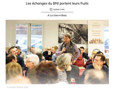 Les echanges du BNI portent leurs fruits